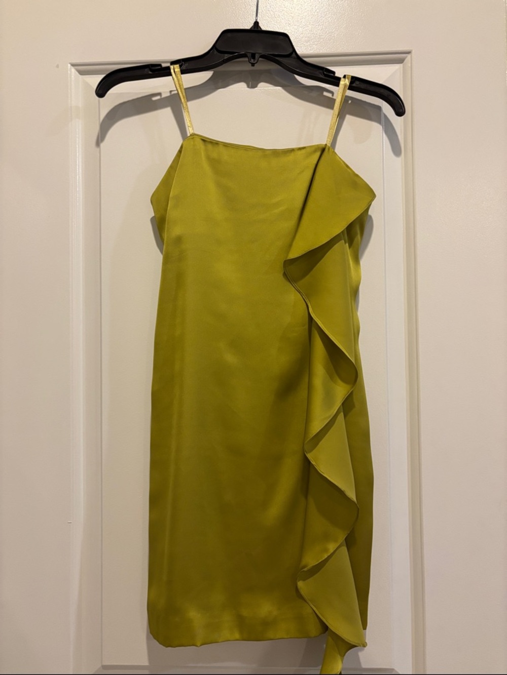 BCBGeneration strapless Ruffle Slip Dress in Chartreuse